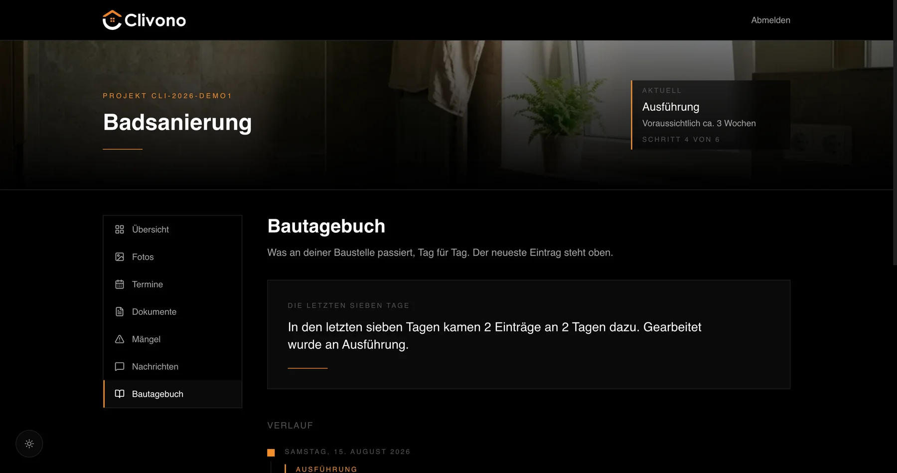 Bautagebuch